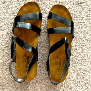NAOT black leather sandals size 10